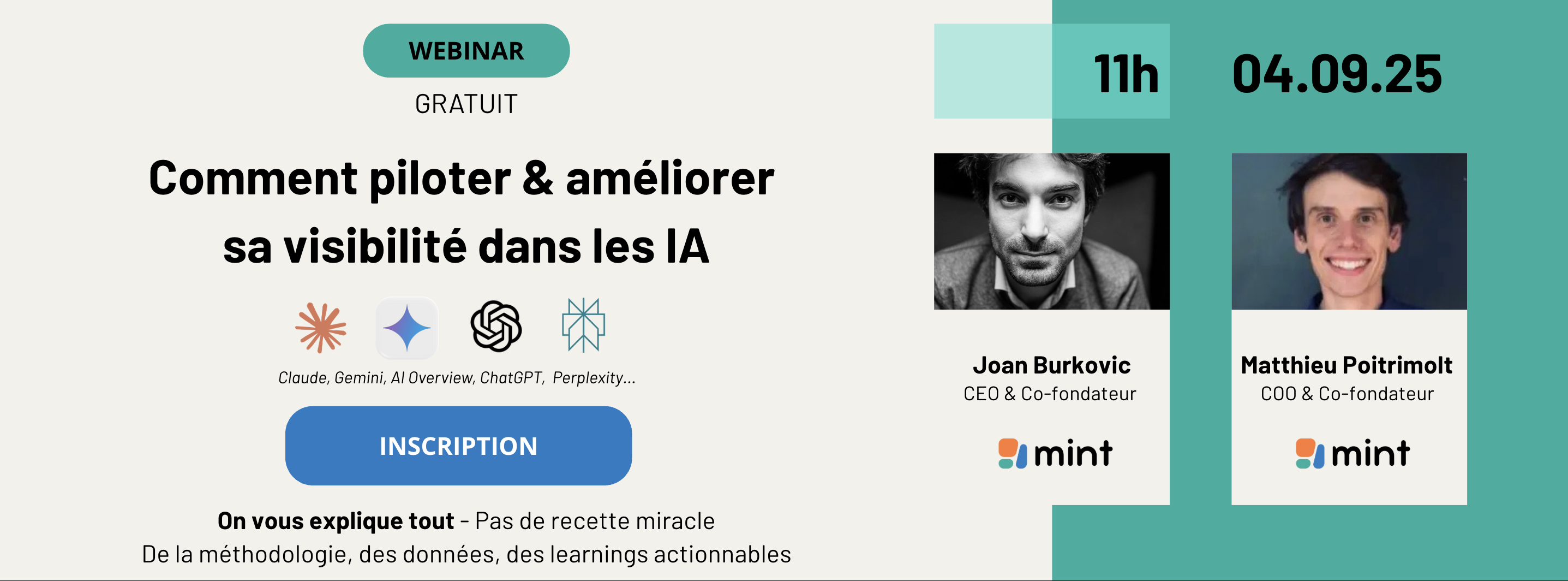 Webinar Banner: Comment piloter et améliorer sa visibilité dans les IA