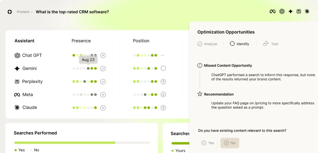 Scrunch AI's content insights, suggesting content changes that increase AI search visibility